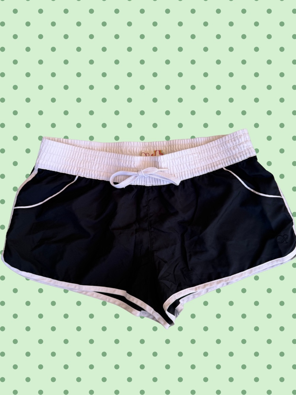 OP Black Athletic Shorts with White Waistband and Trim